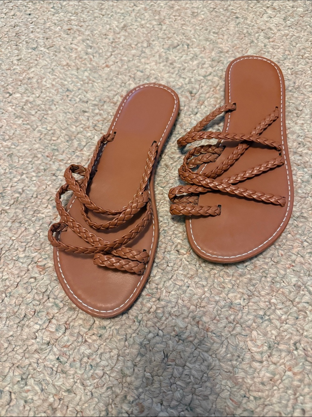 Women's Braided Multi-Strap Slide Sandals - Tan